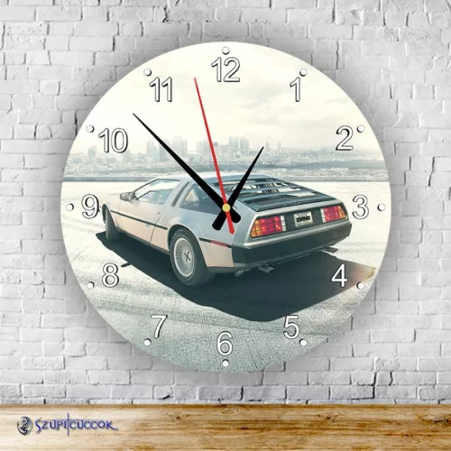 DeLorean – miasto – okrągły zegar ścienny