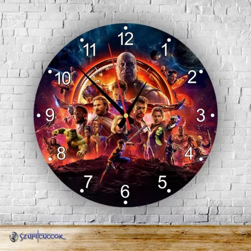 Avengers – postacie i logo – okrągły zegar ścienny