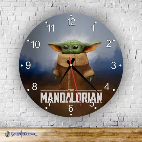  The Mandalorian – Baby Yoda Grogu – okrągły zegar ścienny