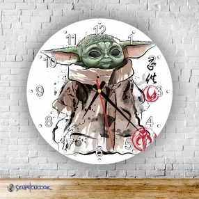 Baby Yoda (Grogu) – okrągły zegar ścienny