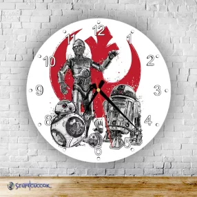 Star Wars – droidy – okrągły zegar ścienny