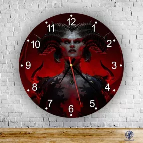 Diablo IV – portret Lilith – okrągły zegar ścienny