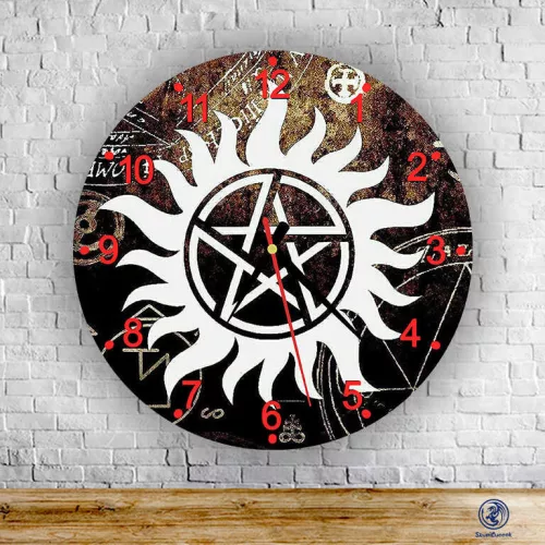 Supernatural – pentagram – okrągły zegar ścienny