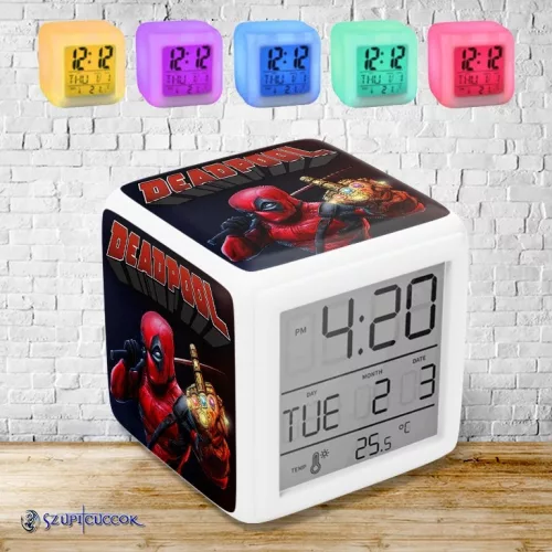 Świecący budzik zmieniający kolor - Deadpool (FCK!)