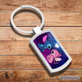 Metalowy brelok Stich i Angel