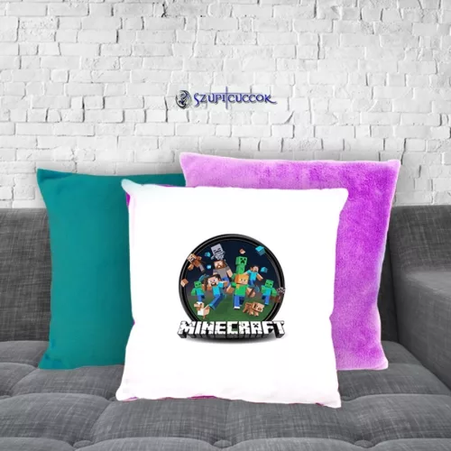 Minecraft okrągłe logo pluszowa poszewka na poduszkę (w wielu kolorach)
