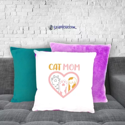 Cat Mom pluszowa poszewka na poduszkę (w wielu kolorach)
