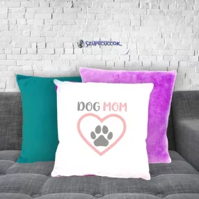 Dog Mom pluszowa poszewka na poduszkę (w wielu kolorach)
